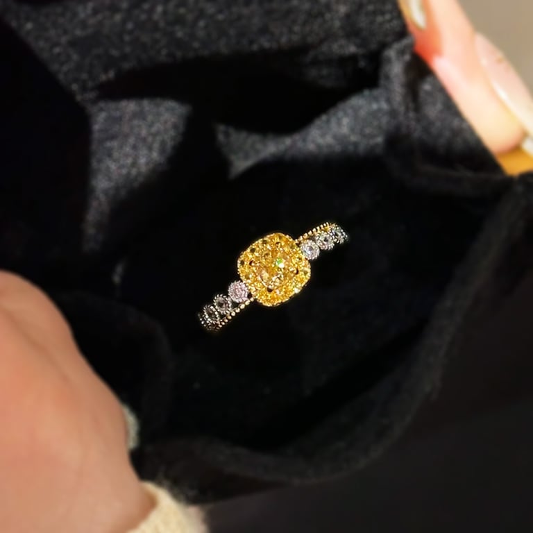 Yellow Diamond Sugar Cube Ring | Luxury Gemstone Statement Jewelry thumbnail 12