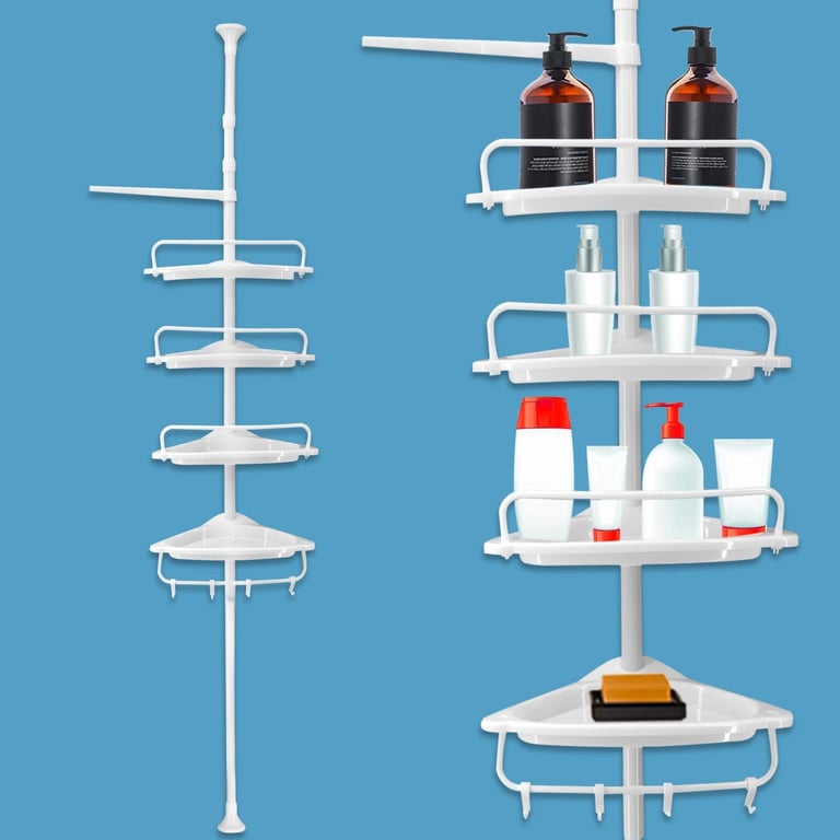 4 Tier Telescopic Bathroom Wall Corner Shelf Rack Shower Caddy Storage Organizer thumbnail 3