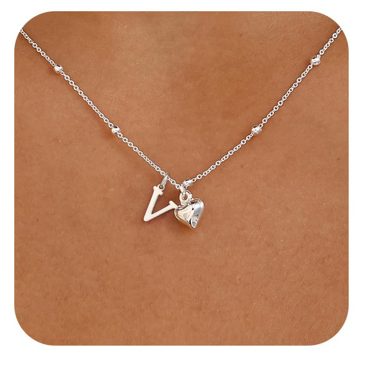Personalized Initial Heart Pendant Necklace | Stainless Steel thumbnail 15