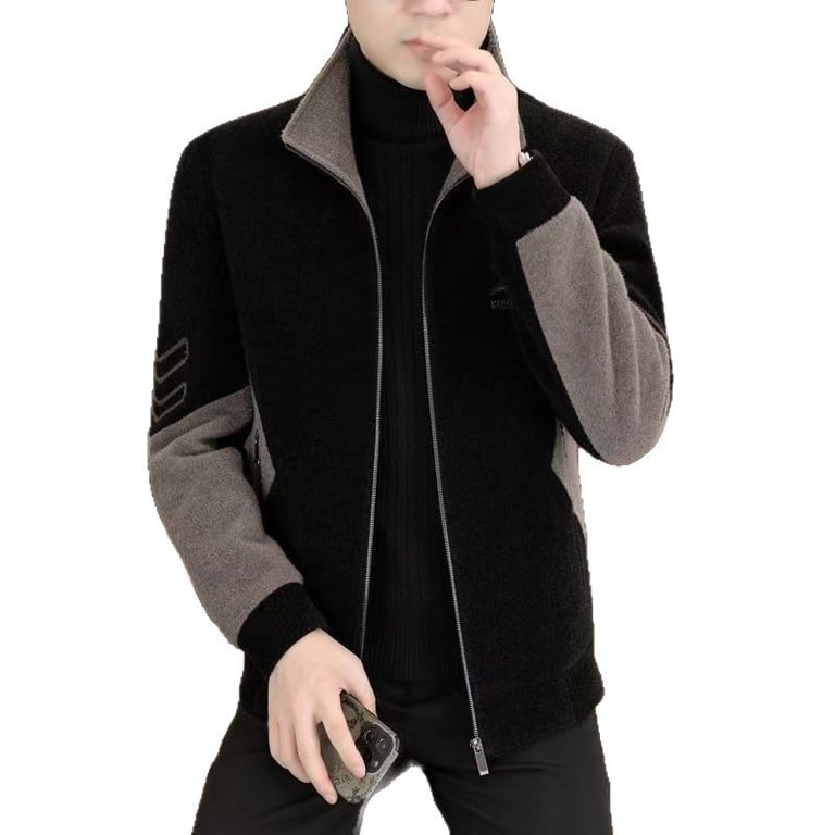 Men's Stand-Neck Jacket with Fleece Lining | Warm Thickened Outerwear thumbnail 1
