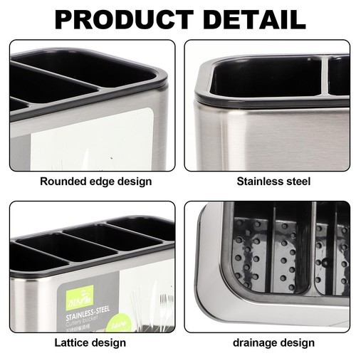 Stainless Steel Kitchen Cutlery Holder | Utensil Storage Organizer thumbnail 9