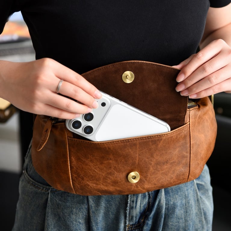 Retro Casual Vegetable Tanned Full-grain Leather Cowhide Chest Bag | Home & Kitchen thumbnail 9