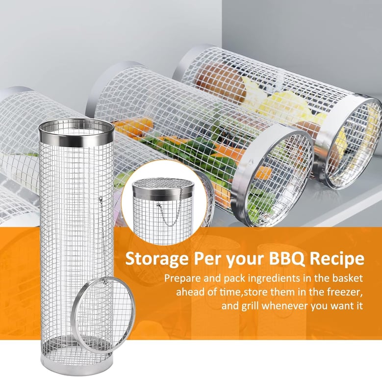 Rolling Grill Basket 304 Stainless Steel | BBQ Grilling Accessories thumbnail 6