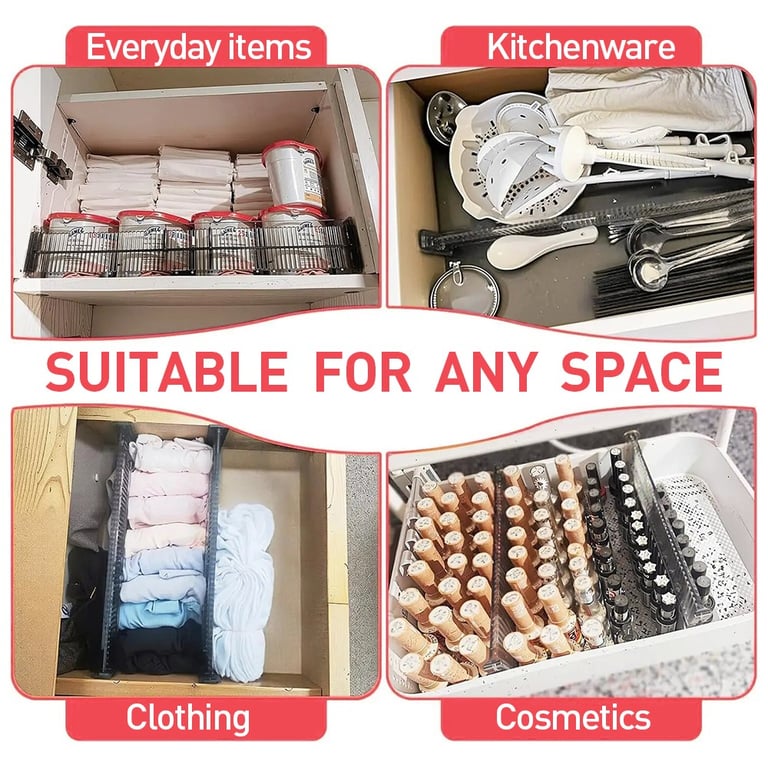 8Pcs Adjustable Drawer Dividers | Expandable Storage Organiser Set thumbnail 6