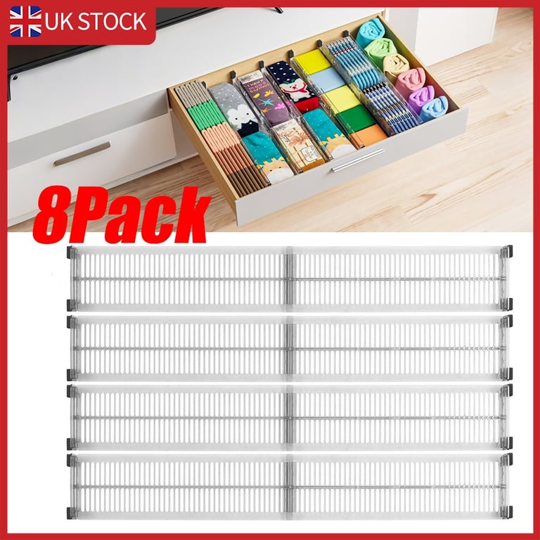 8Pcs Adjustable Drawer Dividers | Expandable Storage Organiser Set thumbnail 15