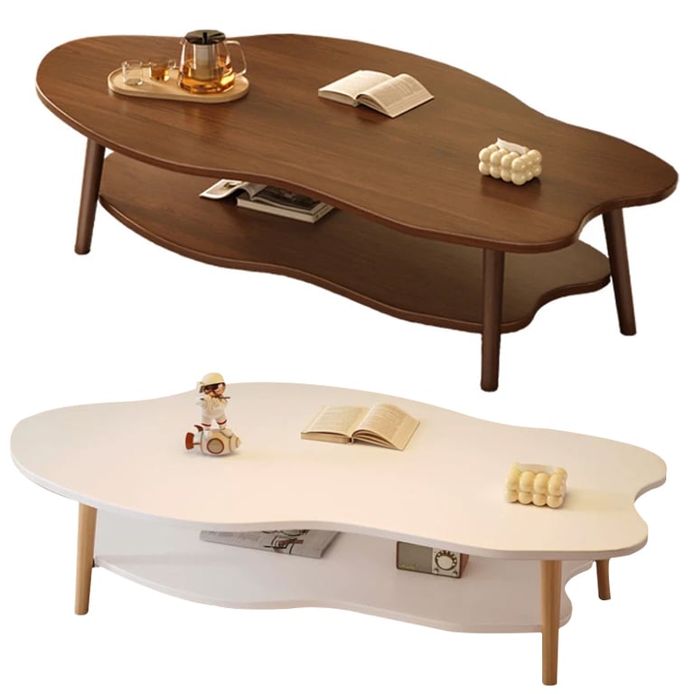 2 Layer Coffee Table Tea Table Cloud Modern Living Room Desk W  Storage Shelf UK thumbnail 9