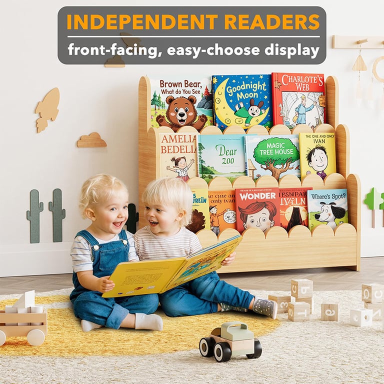Solid Wood Children's Floor Picture Book Bookshelf | Home & Kitchen Storage thumbnail 11