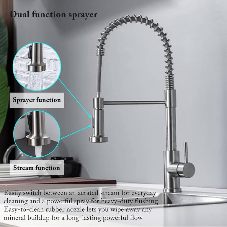 Modern Monobloc Pull Out Kitchen Mixer Tap Dual Spout Spray Single Lever 360 thumbnail 10