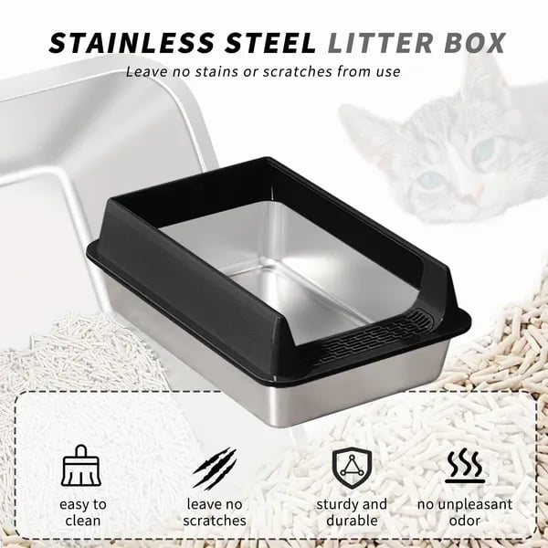 Stainless Steel Cat Litter Box | Non-Stick, Scratch Resistant, Odorless thumbnail 3