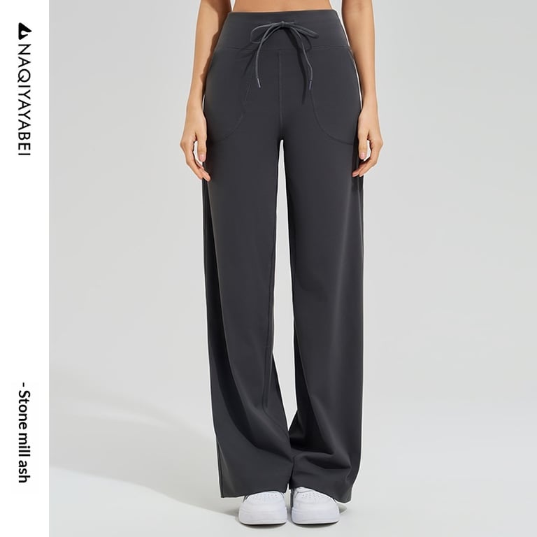 High-Waisted Wide-Leg Workout Pants | Elastic Fitness Wear Canada thumbnail 8