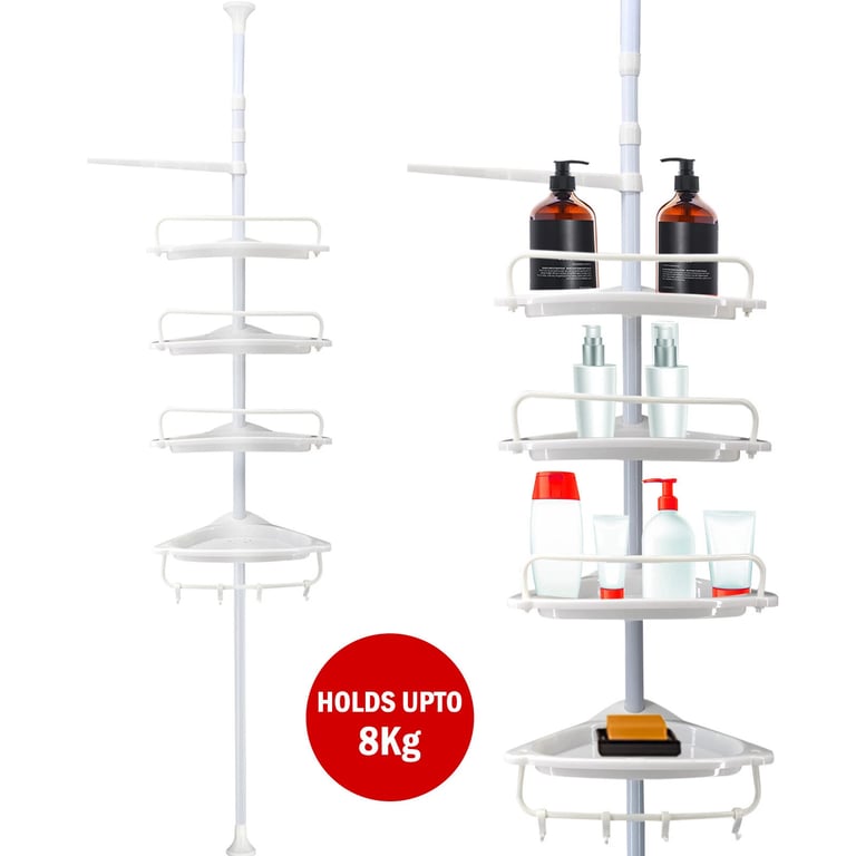 4 Tier Telescopic Bathroom Wall Corner Shelf Rack Shower Caddy Storage Organizer thumbnail 8