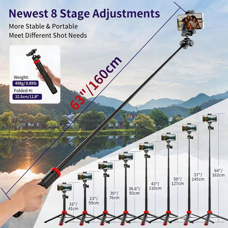 Portable Aluminum Alloy Selfie Stick For Phone Cameras | Home & Kitchen thumbnail 15