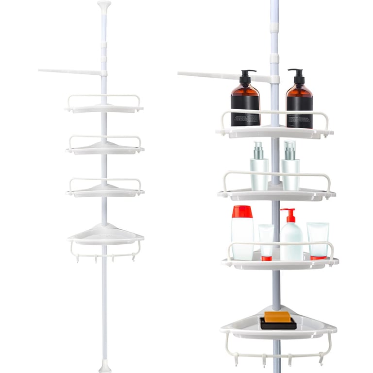4 Tier Telescopic Bathroom Wall Corner Shelf Rack Shower Caddy Storage Organizer thumbnail 5