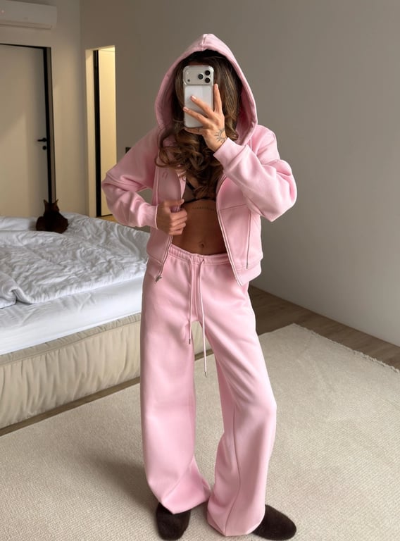 Women's Washed Hoodie Two-Piece Set | Cropped Hoodie & Wide-Leg Pants thumbnail 16
