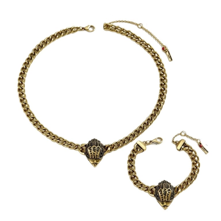 Vintage Antique Eagle Head Necklace Bracelet Set | Women's Home & Kitchen Jewelry thumbnail 3