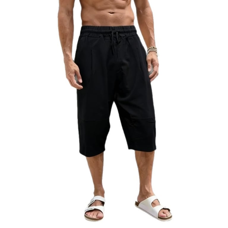 Summer Linen Capri Pants Men's Ice Silk thumbnail 1