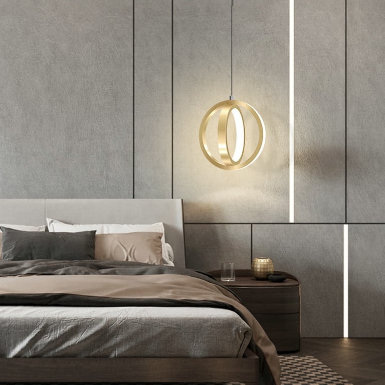 LED Bedside Mini Pendant Lamp | Ring-Shaped Aluminum Bedroom Light thumbnail 1