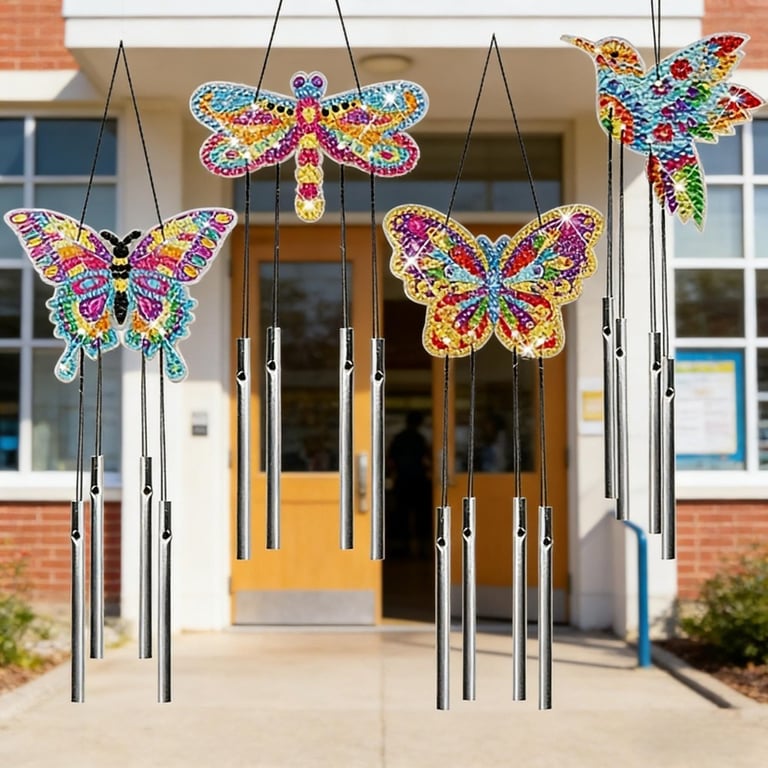 Diamond Painting Wind Chime Kit | 4-Piece Butterfly Craft Set thumbnail 4