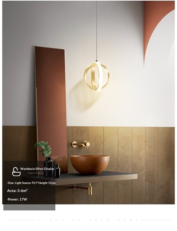 LED Bedside Mini Pendant Lamp | Ring-Shaped Aluminum Bedroom Light thumbnail 7