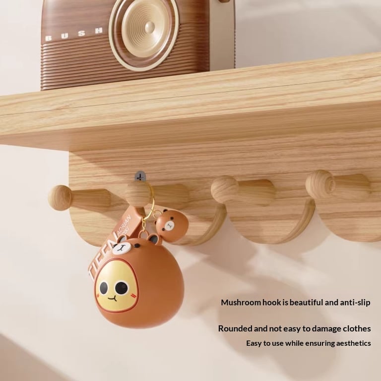 Wall-Mounted Shelf Solid Wood Coat Rack | Modern Home Storage thumbnail 14
