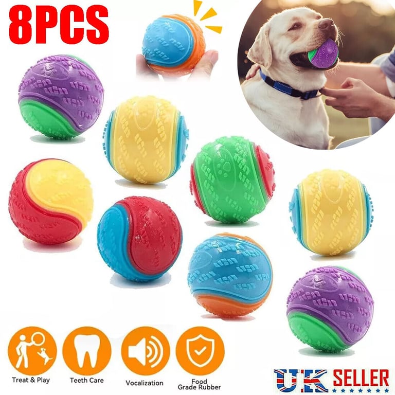 Scooby-Doo Squeaky Dog Balls Set of 8 | Teeth Cleaning Interactive Toys