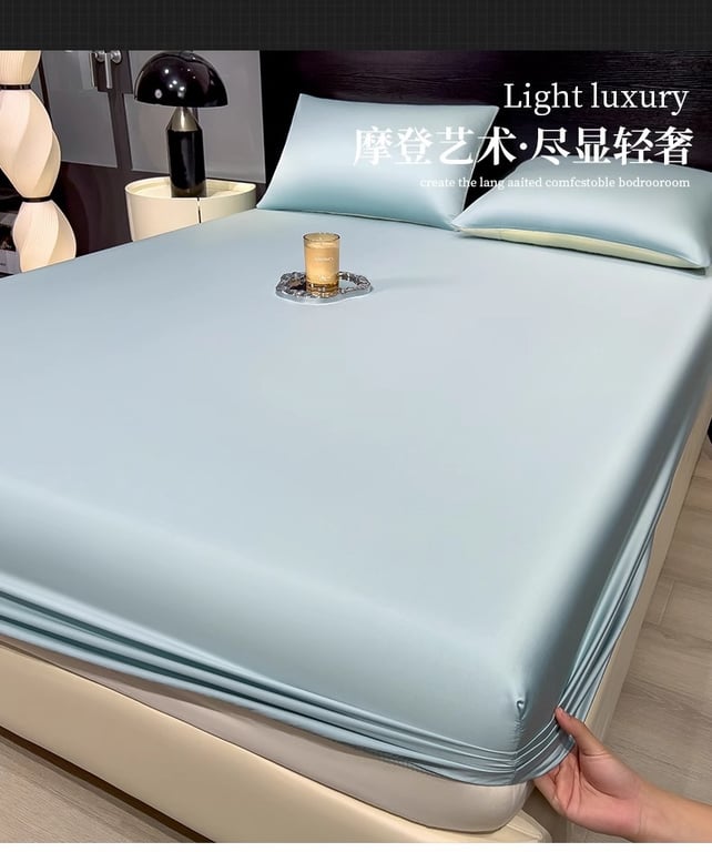 Summer Solid-Color Ice Silk Fitted Sheet | Cooling Bedding Canada thumbnail 5
