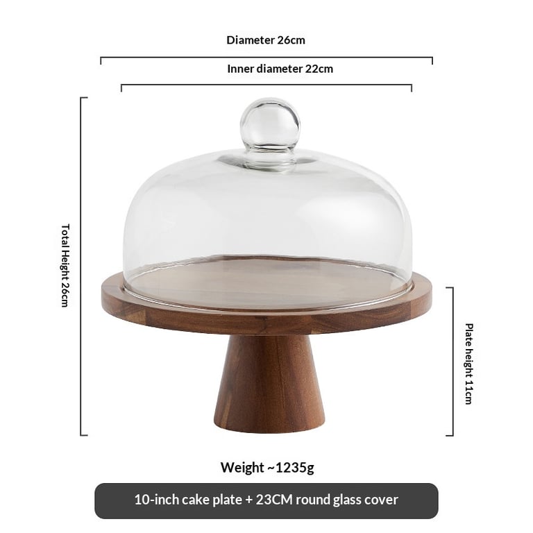 Retro Lovewood Tray with Glass Dome | Wooden Fruit Plate Organizer thumbnail 13