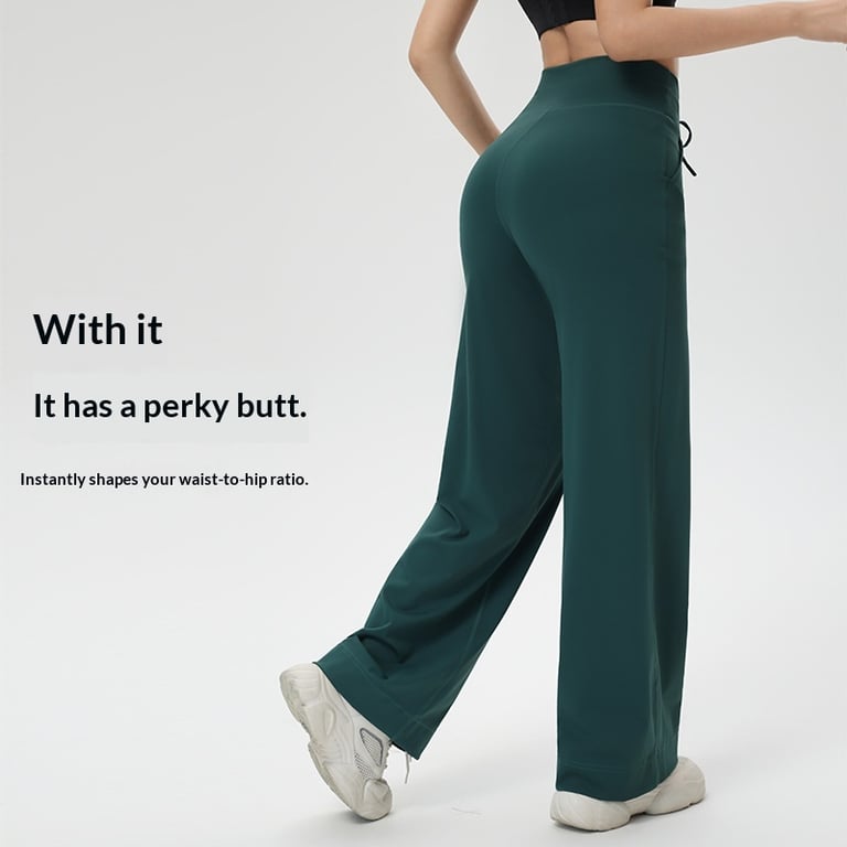 High-Waisted Wide-Leg Workout Pants | Elastic Fitness Wear Canada thumbnail 3