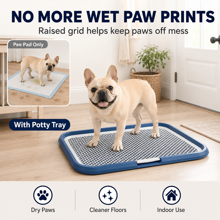 Dog Potty Tray With Removable Grating | Leak-Proof Indoor Toilet thumbnail 10