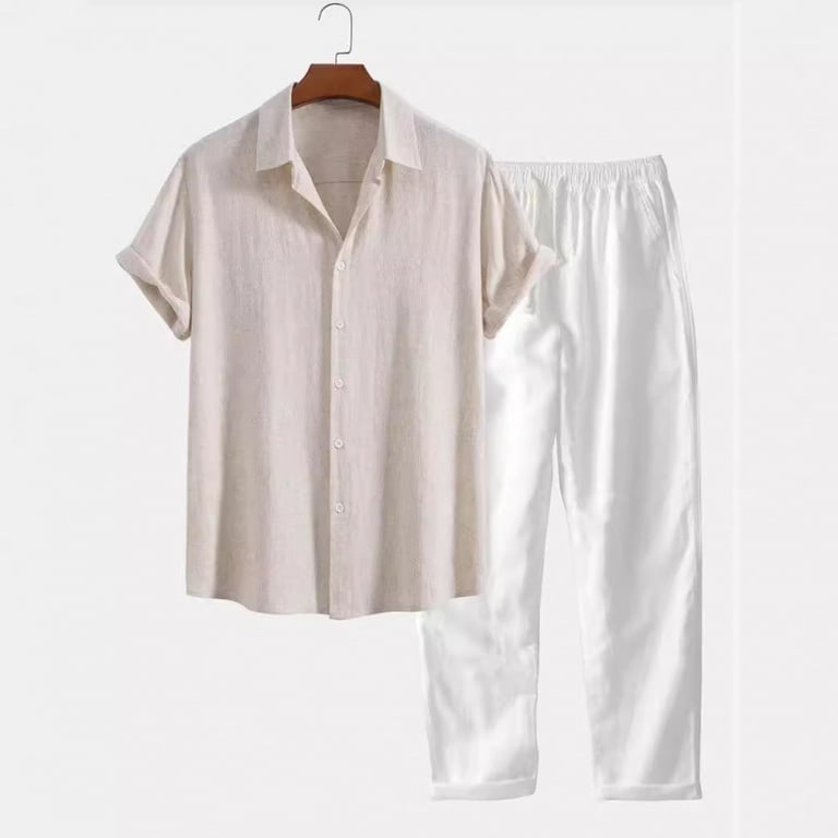 Casual Loose-fit Beach Set | Four-way Stretch Short-sleeve Shirt & Shorts thumbnail 9