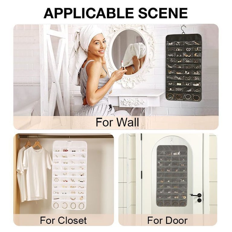 80 Pocket Hanging Jewelry Organizer | Clear Storage Bag thumbnail 8