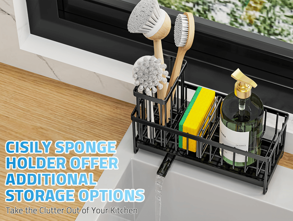 Kitchen Sink Caddy Rack Sponge Holder | Soap Dish Drain Storage thumbnail 12