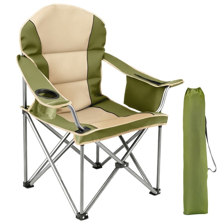 Oversized Camping Folding Chair, Heavy Duty Padded Chair With Cup Holder Storage And Cooler Bag, 5000 LBS Steel Frame, Portable For Outdoor thumbnail 1