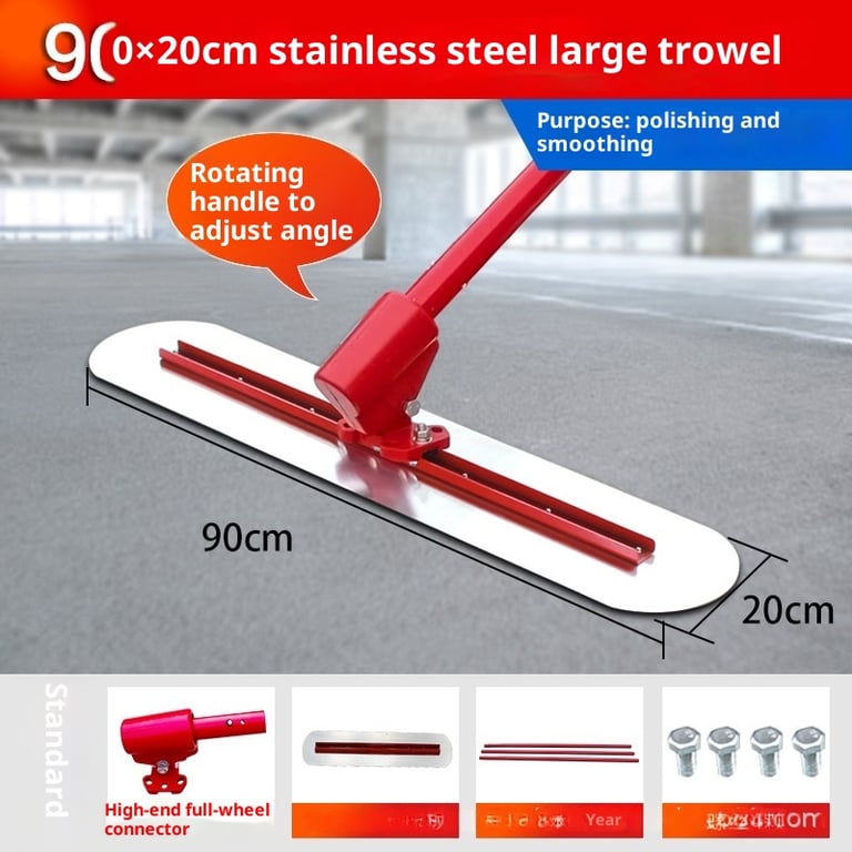 90cm Concrete Finishing Trowel | Stainless Steel Leveling Tool thumbnail 4