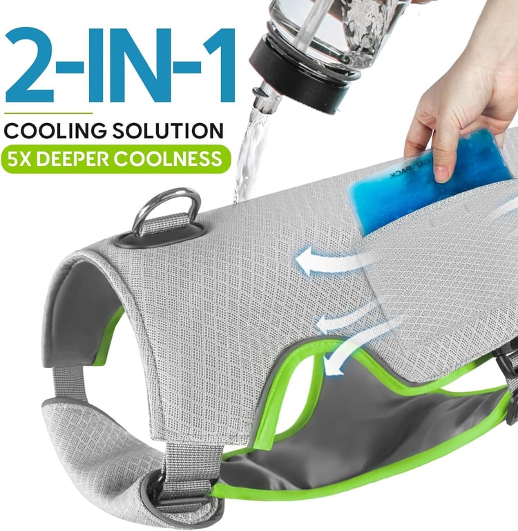 Dog Cooling Vest With Ice Packs | Reflective Harness Large Medium thumbnail 3