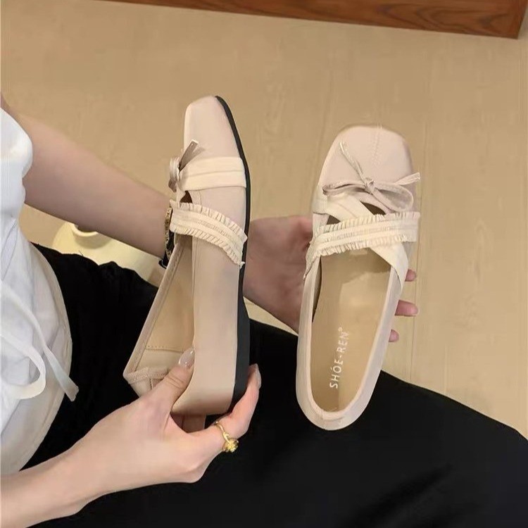 Women Vintage Ruffle Ballet Flats with Cross Band Bow | Comfort Daily Wear thumbnail 2