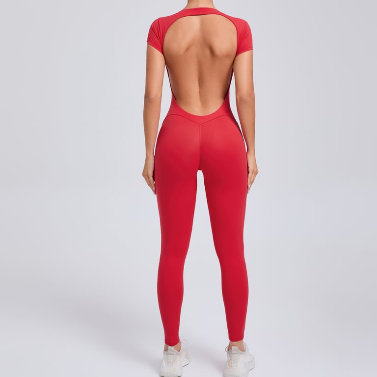 Women's Fashion Solid Color Quick-Drying Yoga Bodysuit | Open Back thumbnail 6