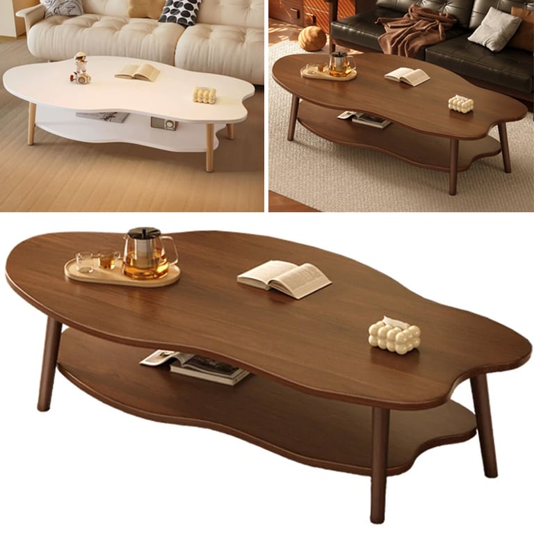 2 Layer Coffee Table Tea Table Cloud Modern Living Room Desk W  Storage Shelf UK thumbnail 14