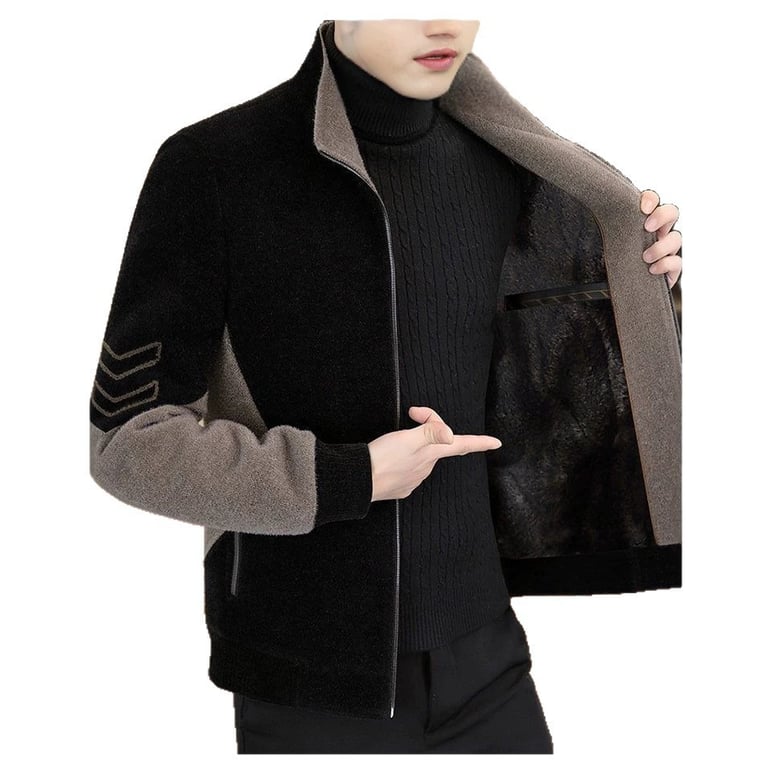 Men's Stand-Neck Jacket with Fleece Lining | Warm Thickened Outerwear thumbnail 8