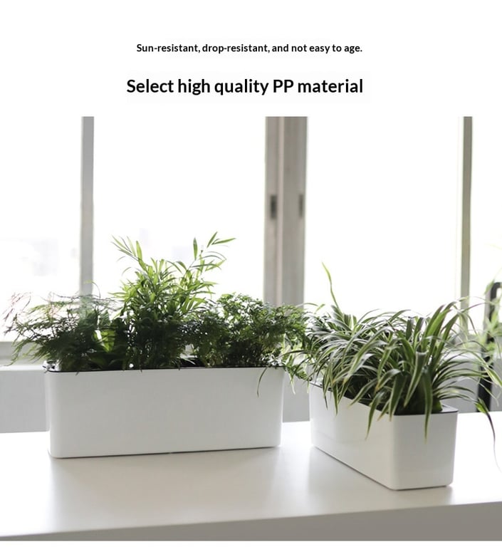 Rectangular Plastic Self-Watering Lazy Flower Pot for Balcony Vegetables thumbnail 9