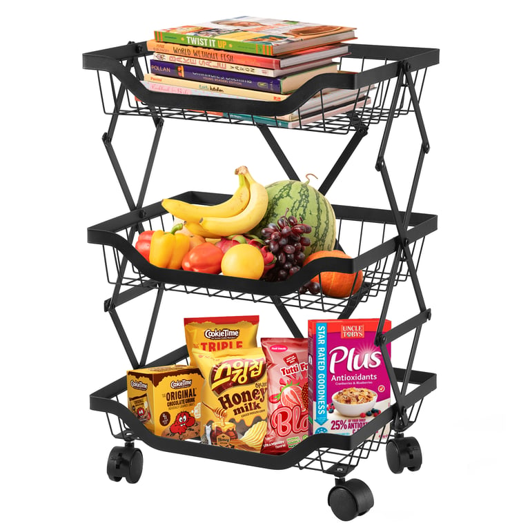 Foldable Kitchen Storage Rack with Wheels | Multi-Layer Organizer