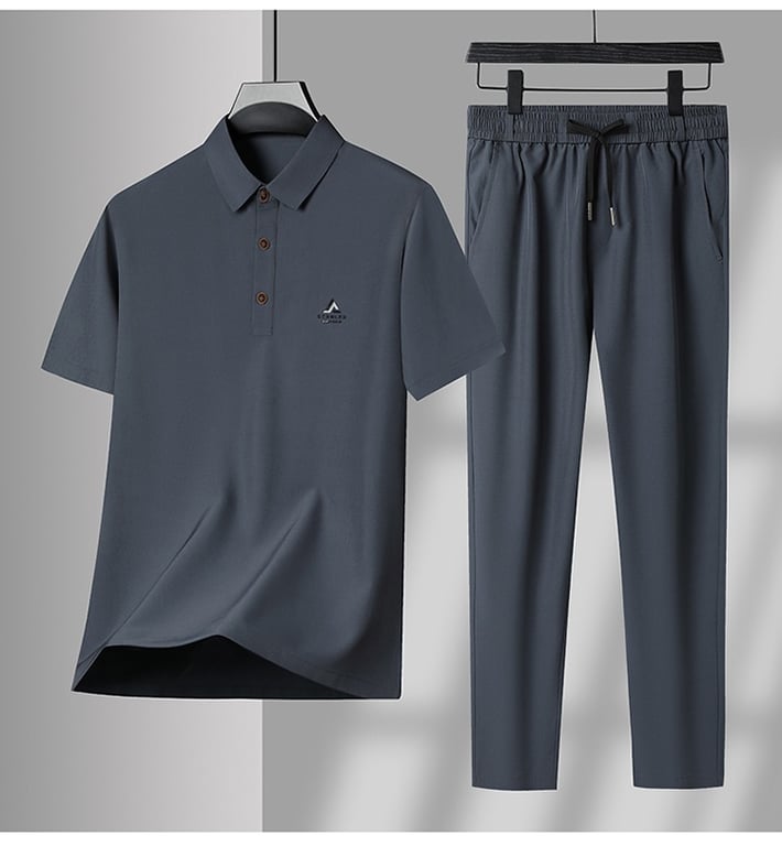 Men's Casual Sport Two-Piece Set | Ice Silk Polo & Pants thumbnail 8