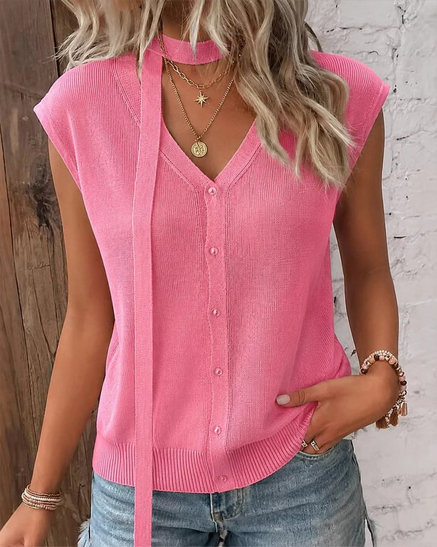 V-Neck Ribbed Ice-Silk Knit Cardigan for Women | Lightweight Breathable thumbnail 20