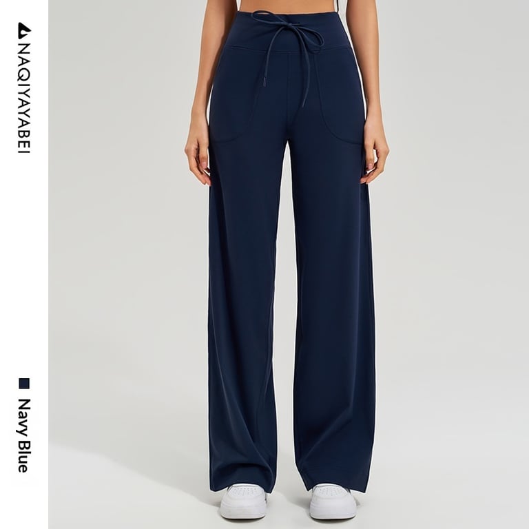 High-Waisted Wide-Leg Workout Pants | Elastic Fitness Wear Canada thumbnail 5