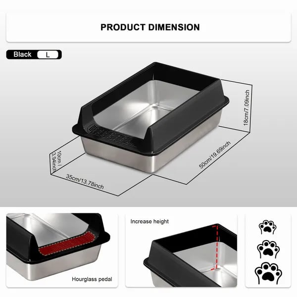 Stainless Steel Cat Litter Box | Non-Stick, Scratch Resistant, Odorless thumbnail 1