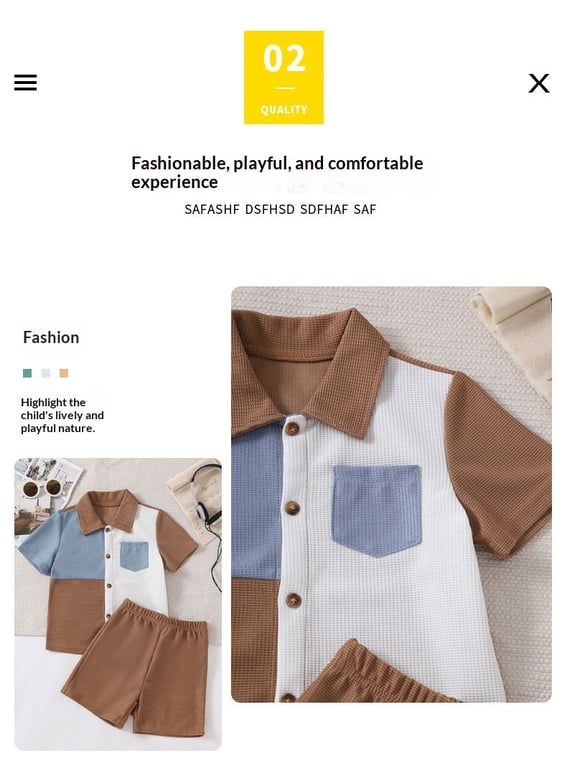 Boys Cartoon Print Waffle Knit T-Shirt & Shorts Set | Trendy thumbnail 6