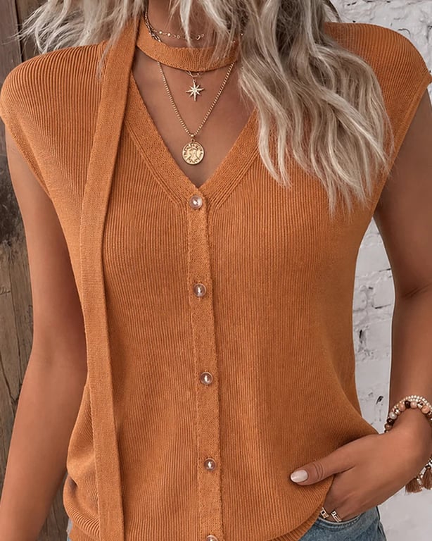 V-Neck Ribbed Ice-Silk Knit Cardigan for Women | Lightweight Breathable thumbnail 19