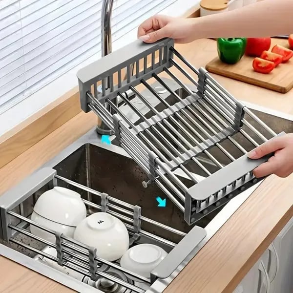 Adjustable Immersion Sink Dish Drying Rack | Stainless Steel Home & Kitchen thumbnail 4