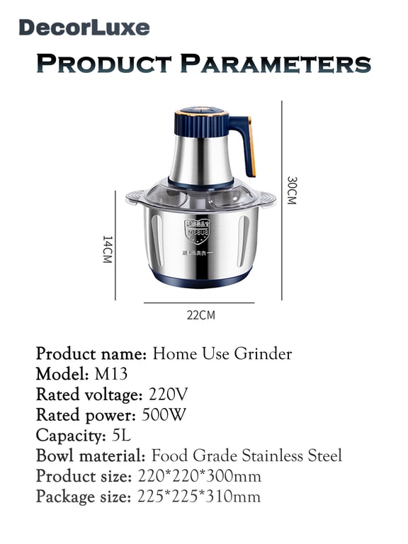 5L Electric Meat Grinder Heavy Duty - Food Processor Mixer & Chopper, Sausage Maker, Kitchen Helper, UK Plug thumbnail 9