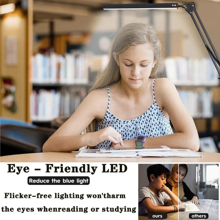 Double-Head Led Desk Lamp Swing Arm Clamp Folding Dimmable Adjustable Brightness thumbnail 13